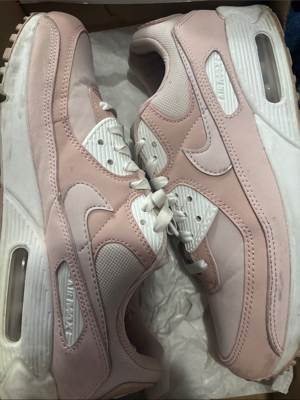 Nike Women's Light Pink and White Air Max Sneakers